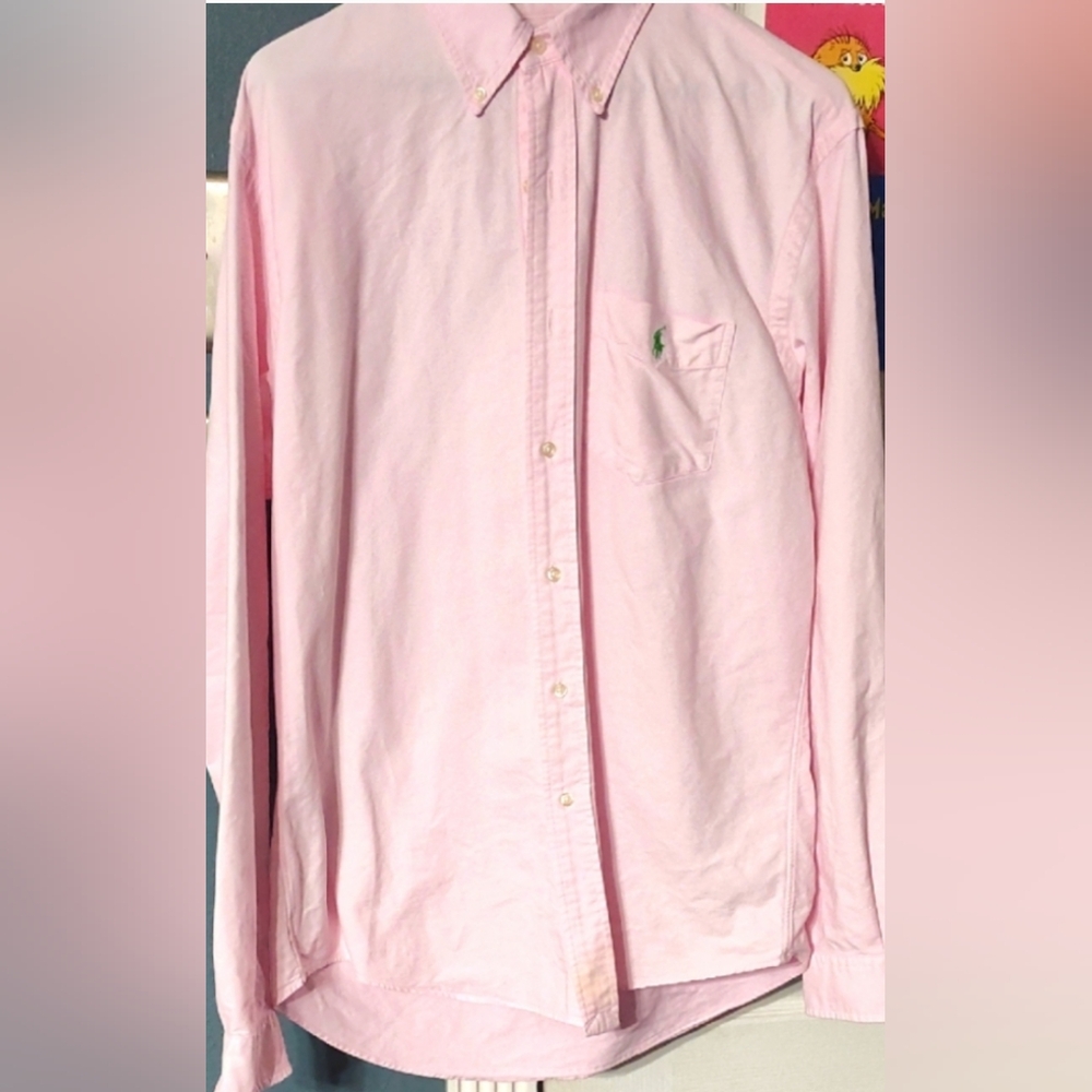 Ralph Lauren Pink Custom Fit Size Large Casual Button Down Shirt
